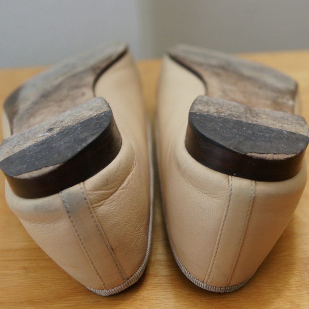 Vintage CHANEL ballet flats beige/black Sz 38 - Picture 4 of 8